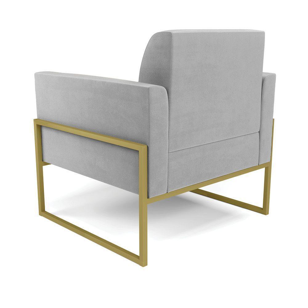 Kit 2 Poltronas Base Industrial Alta Dourado Marisa Suede D03 - D\'rossi Cor Cinza - 5
