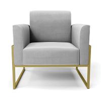 Kit 2 Poltronas Base Industrial Alta Dourado Marisa Suede D03 - D\'rossi Cor Cinza - 3