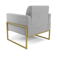 Kit 2 Poltronas Base Industrial Alta Dourado Marisa Suede D03 - D\'rossi Cor Cinza - 5