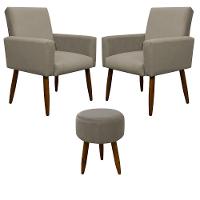 Kit 2 Poltronas E Puff Sala E Quarto Nina Suede Herrero Cor:cappuccino - 1