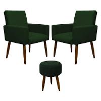 Kit 2 Poltronas E Puff Sala E Quarto Nina Suede Herrero Cor:verde - 1