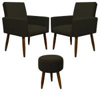 Kit 2 Poltronas E Puff Sala E Quarto Nina Suede Herrero Cor:marrom - 1