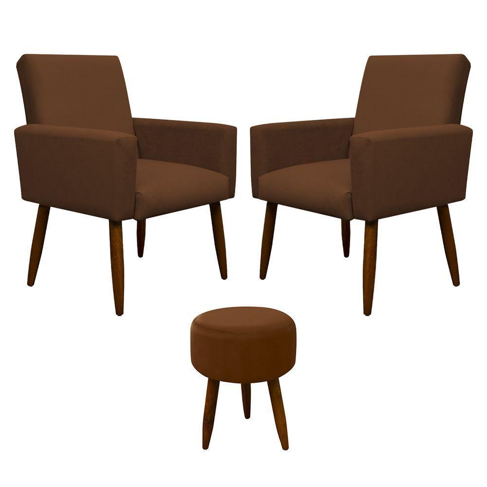 Kit 2 Poltronas E Puff Sala E Quarto Nina Suede Herrero Cor:cobre - 1