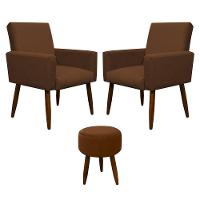 Kit 2 Poltronas E Puff Sala E Quarto Nina Suede Herrero Cor:cobre - 1