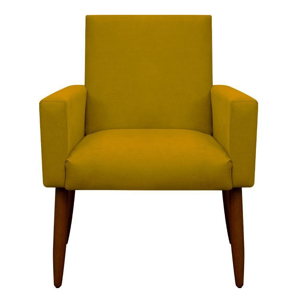 Kit 2 Poltronas E Puff Sala E Quarto Nina Suede Herrero Cor:amarelo - 1