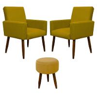 Kit 2 Poltronas E Puff Sala E Quarto Nina Suede Herrero Cor:amarelo - 6