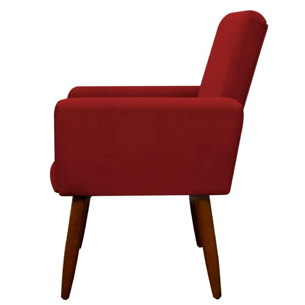 Kit 2 Poltronas E Puff Sala E Quarto Nina Suede Herrero Cor:vermelho - 3