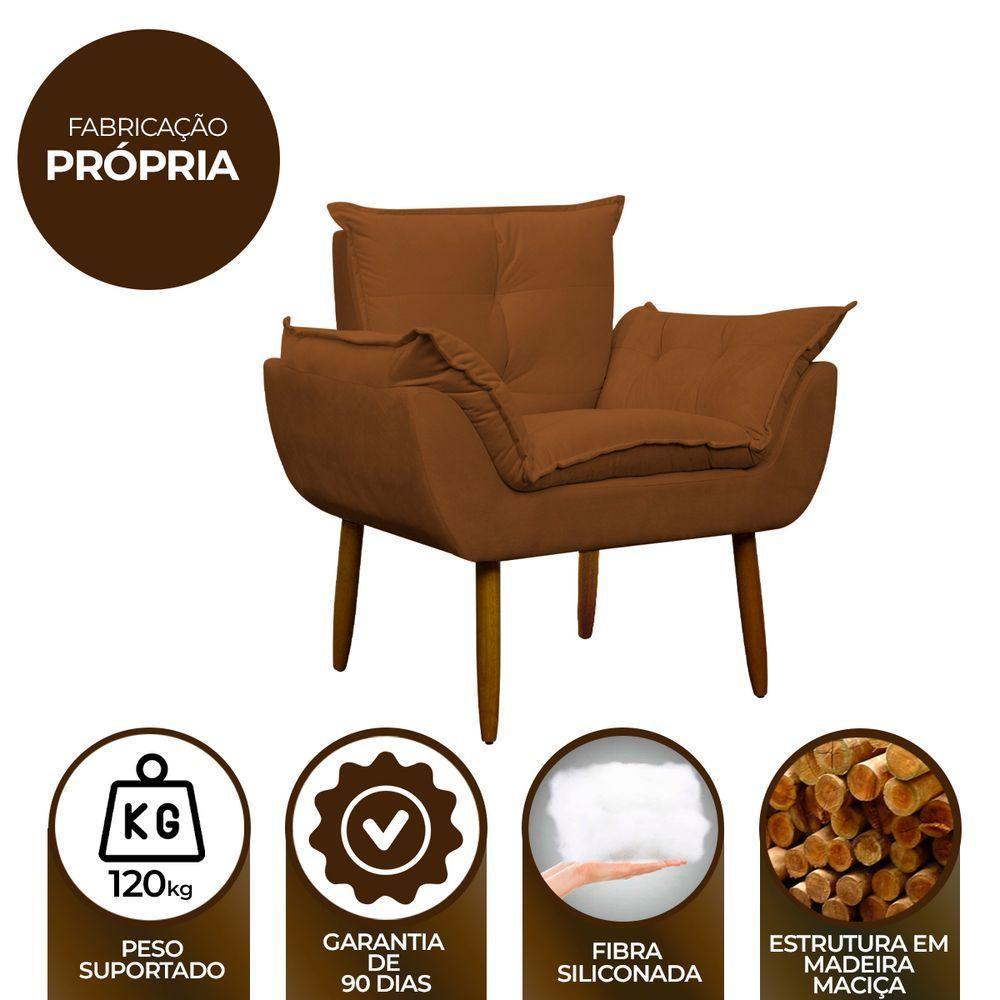 Kit 2 Poltronas Decorativa Sala E Quarto Opala Suede Herrero Cor:cobre - 3