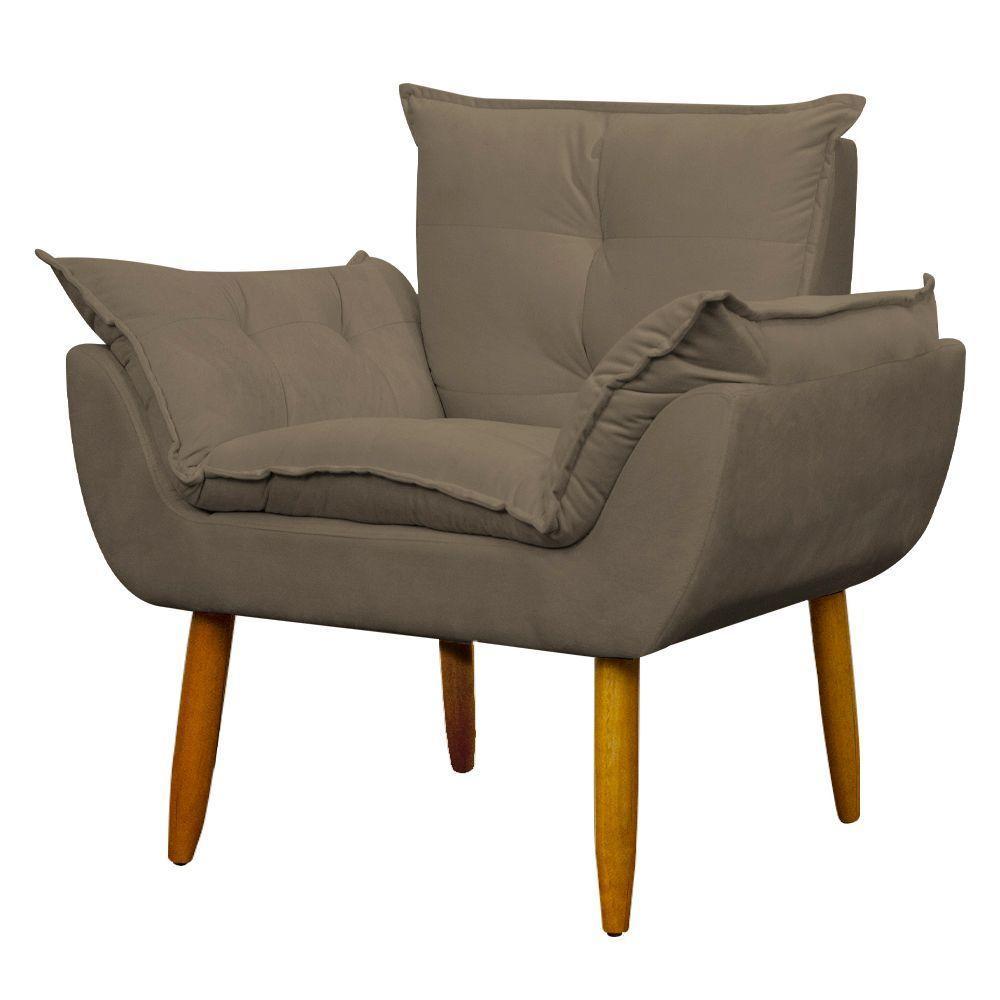 Kit 4 Poltronas Decorativa Sala E Quarto Opala Suede Herrero Cor:cappuccino - 7