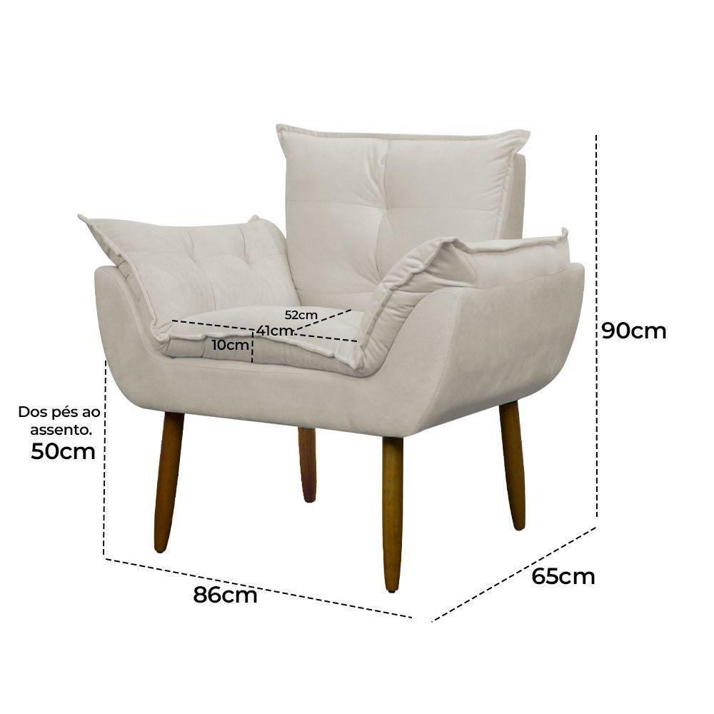 Kit 2 Poltronas Decorativa Sala E Quarto Opala Suede Herrero Cor:bege - 2
