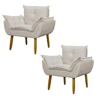 Kit 2 Poltronas Decorativa Sala E Quarto Opala Suede Herrero Cor:bege - 1
