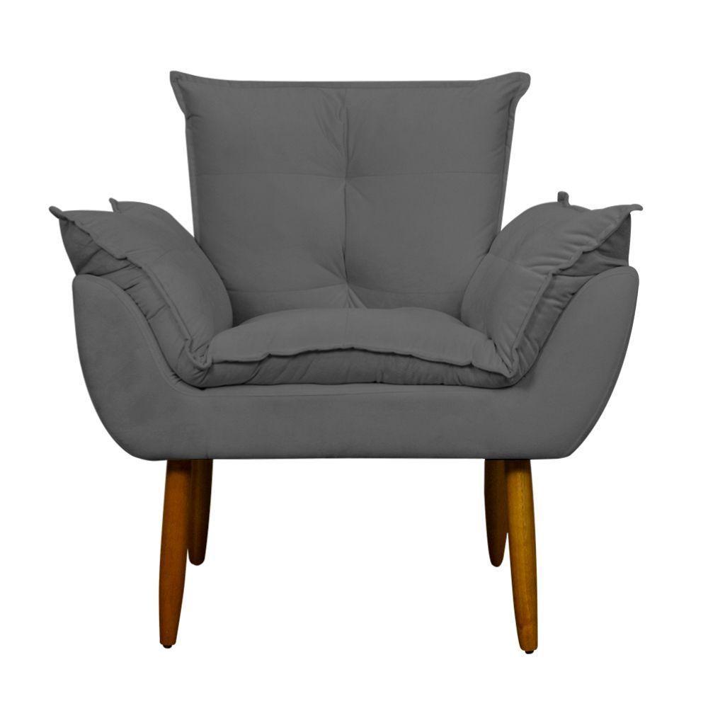 Kit 2 Poltronas Decorativa Sala E Quarto Opala Suede Herrero Cor:cinza - 3