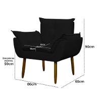 Kit 2 Poltronas Decorativa Sala E Quarto Opala Suede Herrero Cor:preto - 5