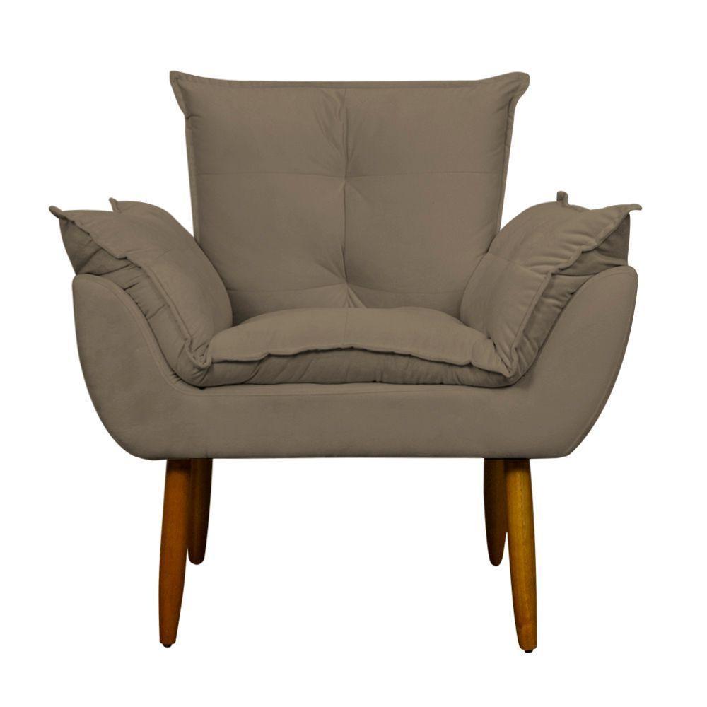 Kit 2 Poltronas Decorativa Sala E Quarto Opala Suede Herrero Cor:cappuccino - 4