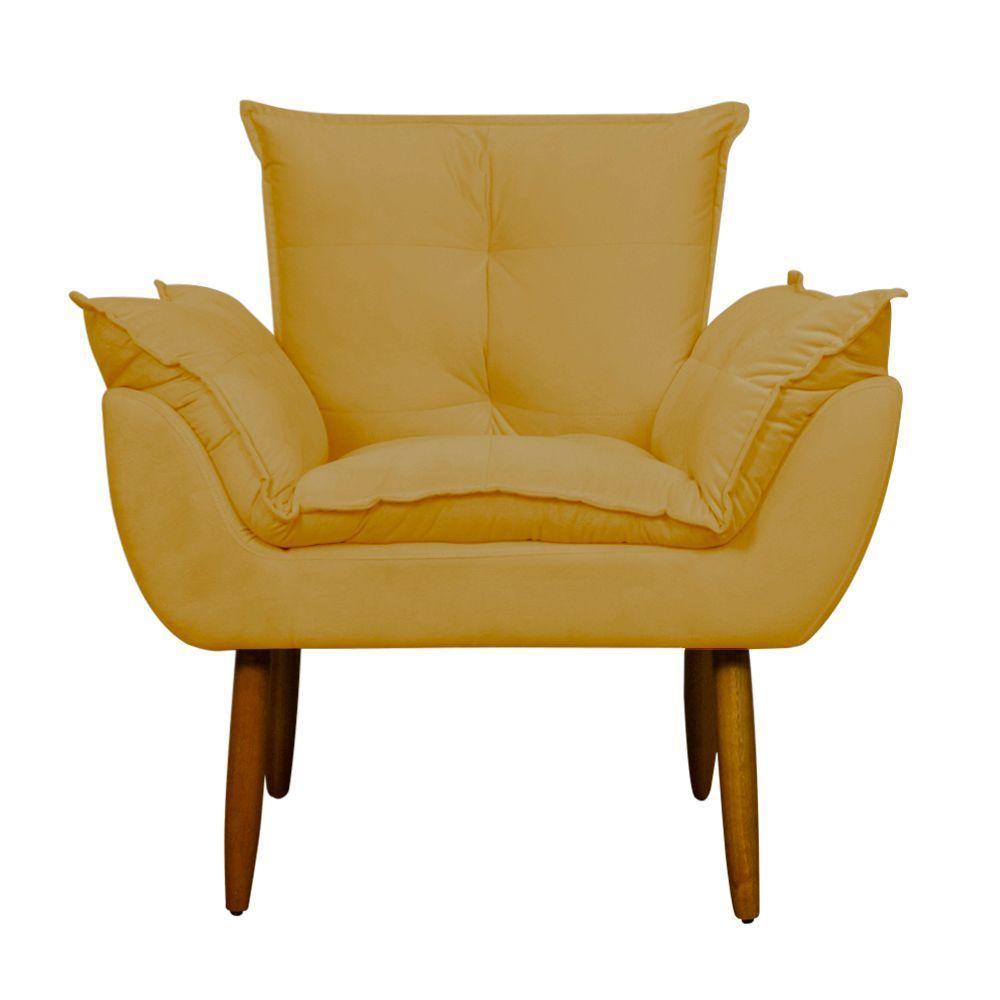 Kit 4 Poltronas Decorativa Sala E Quarto Opala Suede Herrero Cor:amarelo - 3