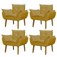 Kit 4 Poltronas Decorativa Sala E Quarto Opala Suede Herrero Cor:amarelo - 1