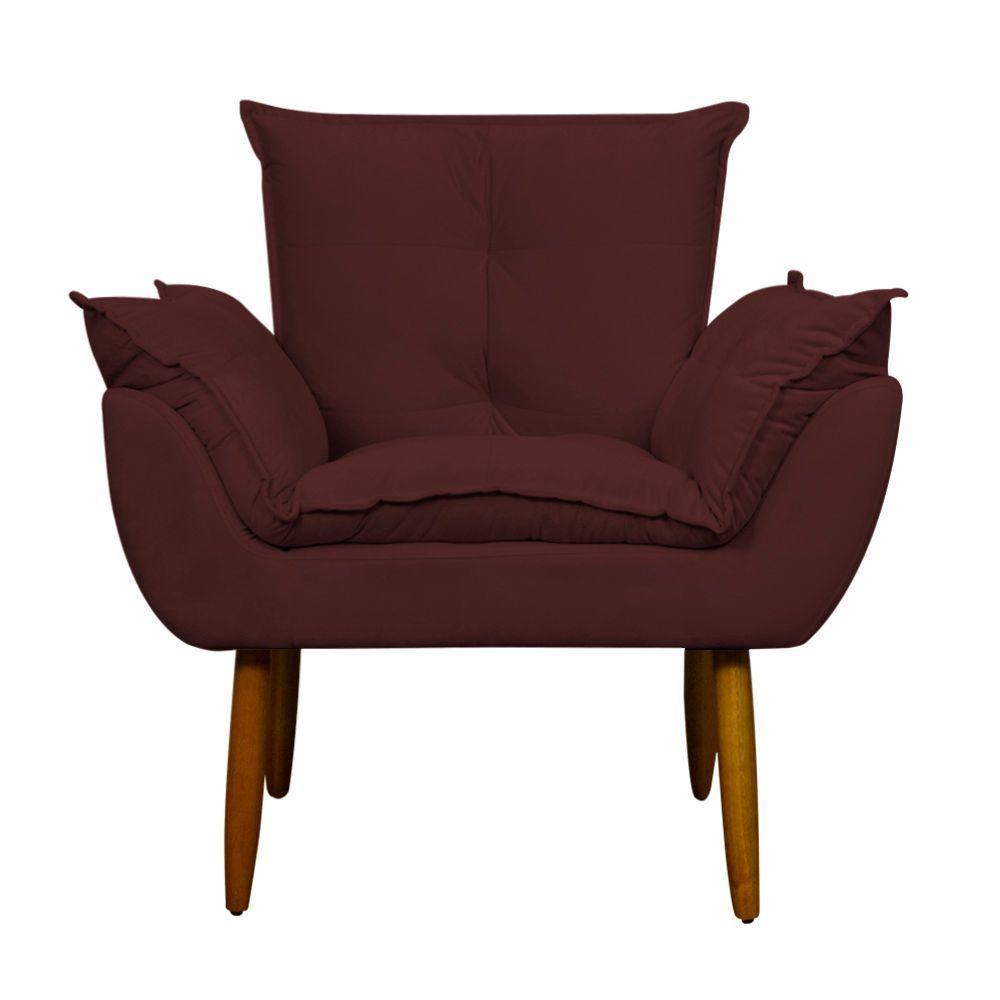 Kit 4 Poltronas Decorativa Sala E Quarto Opala Suede Herrero Cor:marsala - 3