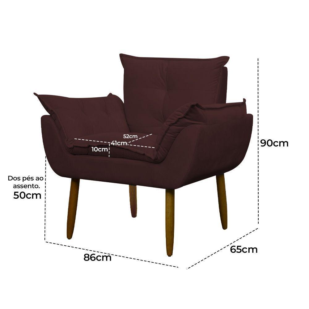 Kit 4 Poltronas Decorativa Sala E Quarto Opala Suede Herrero Cor:marsala - 5