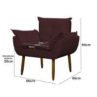 Kit 4 Poltronas Decorativa Sala E Quarto Opala Suede Herrero Cor:marsala - 5