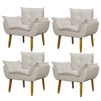 Kit 4 Poltronas Decorativa Sala E Quarto Opala Suede Herrero Cor:bege - 1