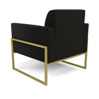 Kit 2 Poltronas Base Industrial Alta Dourado Marisa Suede D03 - D\'rossi Cor Preto - 3