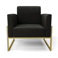 Kit 2 Poltronas Base Industrial Alta Dourado Marisa Suede D03 - D\'rossi Cor Preto - 5