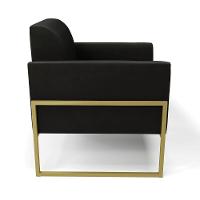 Kit 2 Poltronas Base Industrial Alta Dourado Marisa Suede D03 - D\'rossi Cor Preto - 7