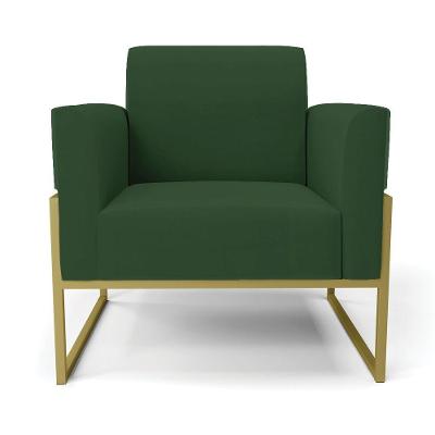 Kit 2 Poltronas Base Industrial Alta Dourado Marisa Veludo D03 - D\'rossi Cor Verde