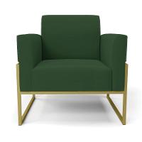 Kit 2 Poltronas Base Industrial Alta Dourado Marisa Veludo D03 - D\'rossi Cor Verde - 1