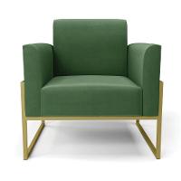 Kit 2 Poltronas Base Industrial Alta Dourado Marisa Suede D03 - D\'rossi Cor Verde