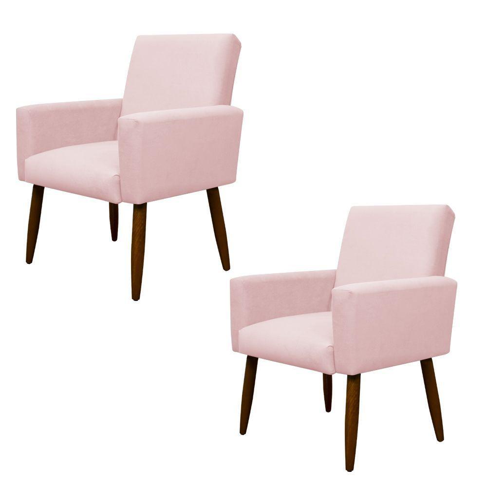 Kit 2 Poltronas Decorativa Sala E Quarto Nina Suede Herrero Cor:rosa Bebê - 1