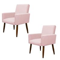 Kit 2 Poltronas Decorativa Sala E Quarto Nina Suede Herrero Cor:rosa Bebê - 1