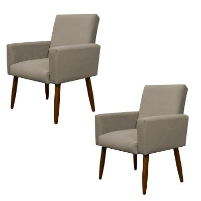 Kit 2 Poltronas Decorativa Sala E Quarto Nina Suede Herrero Cor:cappuccino