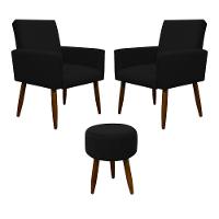 Kit 2 Poltronas E Puff Sala E Quarto Nina Suede Herrero Cor:preto - 1