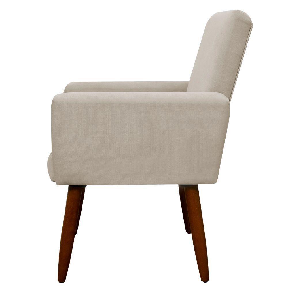 Kit 2 Poltronas E Puff Sala E Quarto Nina Suede Herrero Cor:bege - 2