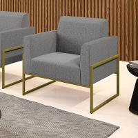 Poltrona Base Industrial Alta Dourado Marisa Linho Grafite A26 D03 - D\'rossi - 7