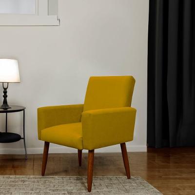Poltrona Decorativa Para Sala E Quarto Nina Suede Herrero Cor:amarelo