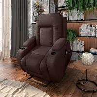 Poltrona Reclinável Massagem E Aquecimento Com Elevação Lift 150° 2 Porta Copos, Marrom - 1
