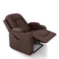 Poltrona Reclinável Massagem E Aquecimento Com Elevação Lift 150° 2 Porta Copos, Marrom - 5