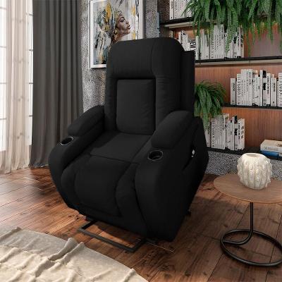 Poltrona Reclinável Massagem E Aquecimento Com Elevação Lift 150° 2 Porta Copos Gambon Pu Preto