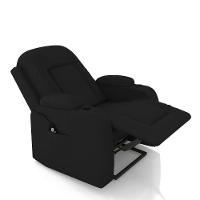 Poltrona Reclinável Massagem E Aquecimento Com Elevação Lift 150° 2 Porta Copos Gambon Pu Preto - 5