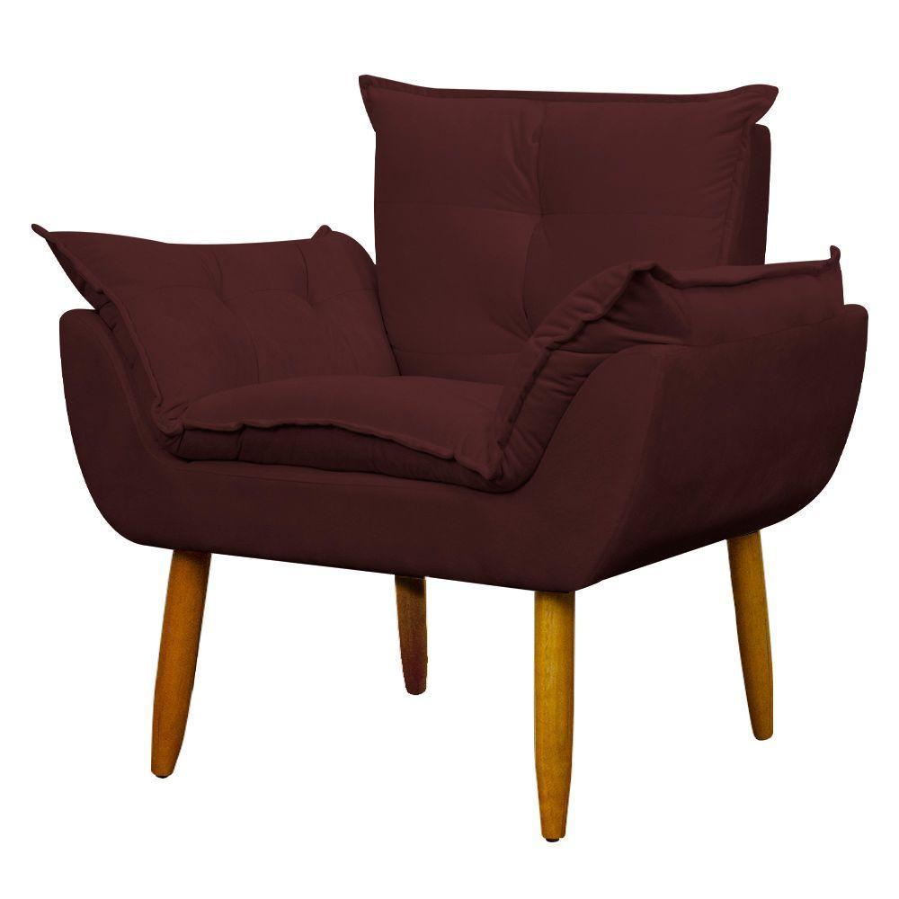 Poltrona Decorativa Para Sala E Quarto Opala Suede Herrero Cor:marsala - 4
