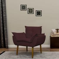 Poltrona Decorativa Para Sala E Quarto Opala Suede Herrero Cor:marsala - 1