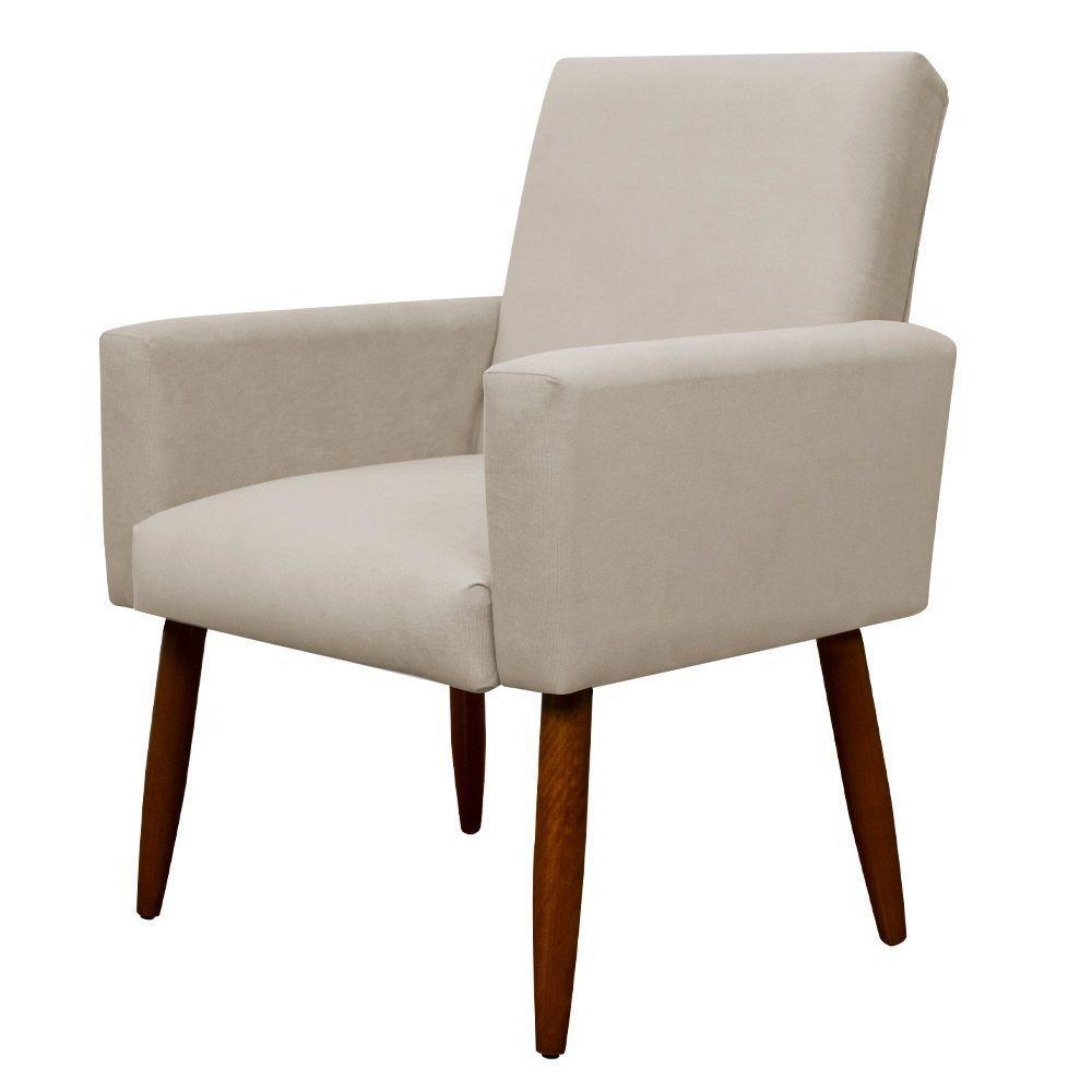Poltrona Decorativa Para Sala E Quarto Nina Suede Herrero Cor:bege - 4