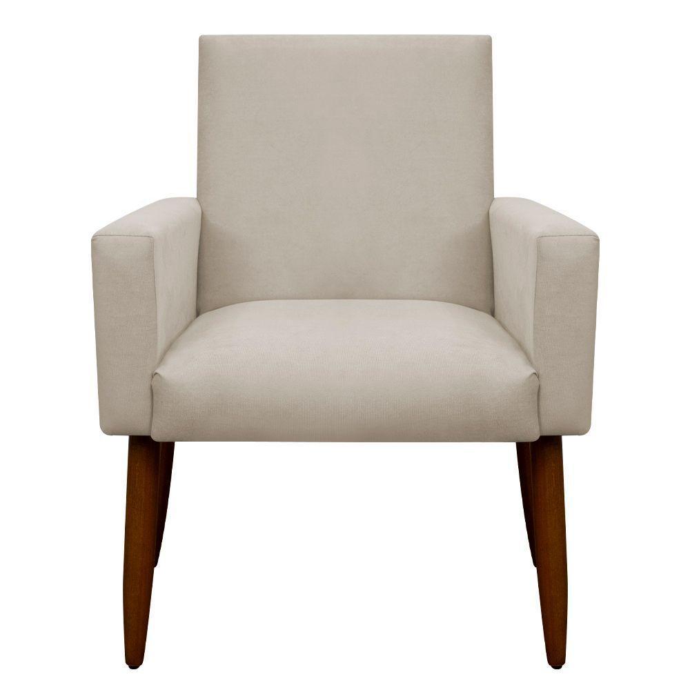 Poltrona Decorativa Para Sala E Quarto Nina Suede Herrero Cor:bege - 5