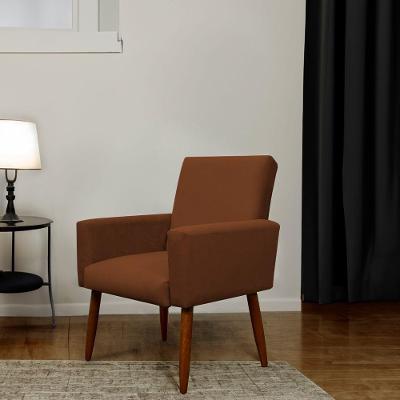 Poltrona Decorativa Para Sala E Quarto Nina Suede Herrero Cor:cobre