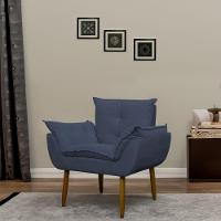Poltrona Decorativa Para Sala E Quarto Opala Suede Herrero Cor:azul Marinho - 1