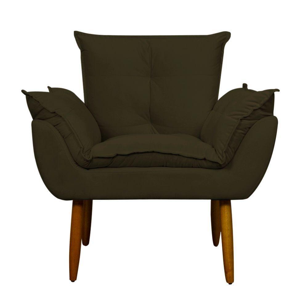 Poltrona Decorativa Para Sala E Quarto Opala Suede Herrero Cor:marrom Escuro - 3