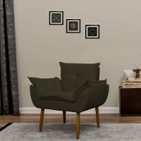 Poltrona Decorativa Para Sala E Quarto Opala Suede Herrero Cor:marrom Escuro - 1
