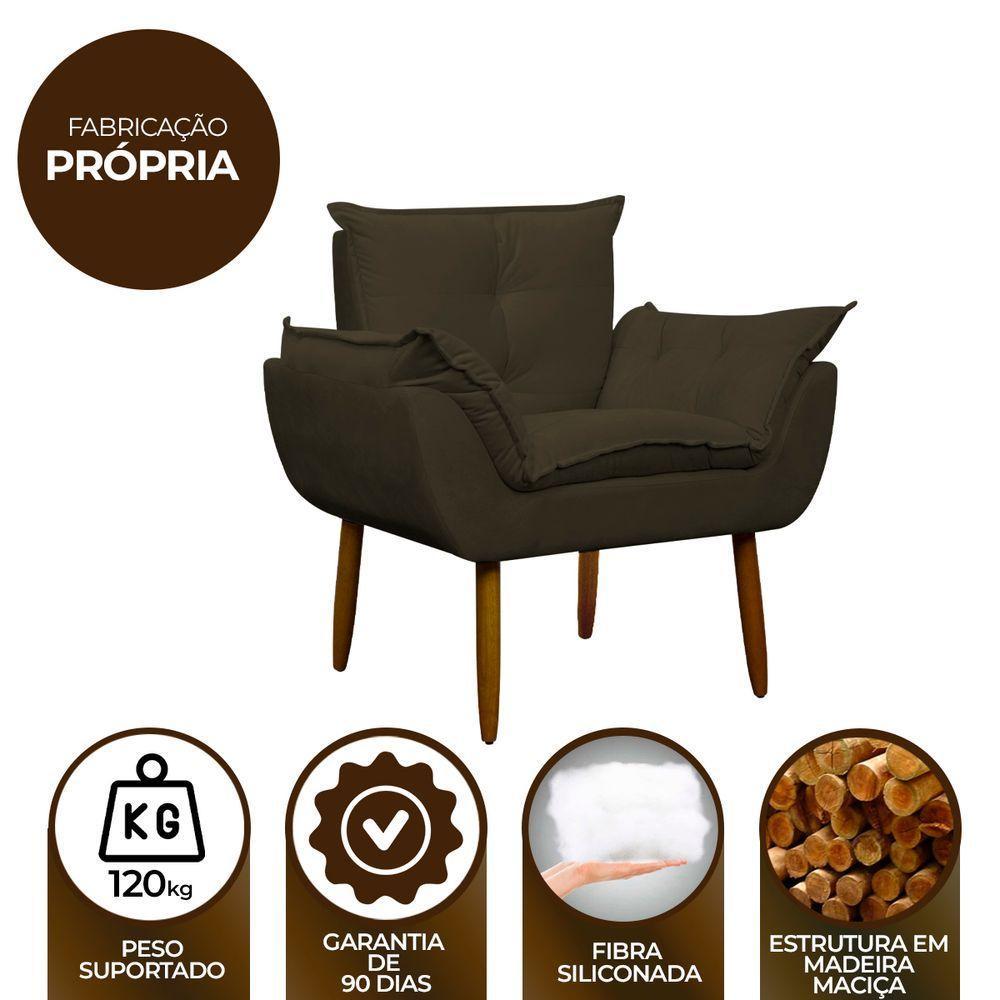 Poltrona Decorativa Para Sala E Quarto Opala Suede Herrero Cor:marrom - 2